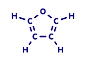 Furan heterocyclic aromatic molecule, illustration