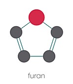 Furan heterocyclic aromatic molecule, illustration