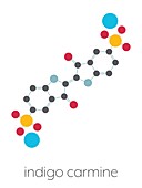 Indigo carmine food colorant molecule, illustration