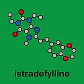 Istradefylline drug molecule, illustration