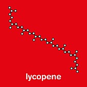 Lycopene red tomato pigment molecule, illustration