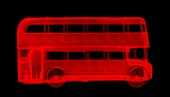 Model of red London bus, X-ray