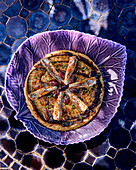 Aubergine tart with anchovies