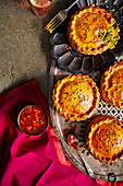 Spiced lentil and spinach pies
