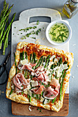 Asparagus, parmesan and proscuitto puff pastry tart