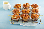 Cinnamon roll pull apart muffins with cream cheese glaze