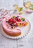 Butter pie with cream and currant