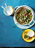 Quinoa-Risotto mit Pilzen und Sprossen