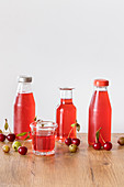 Fruit drink made with stewed cherries and gooseberries