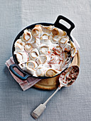Marshmallow pie with plums