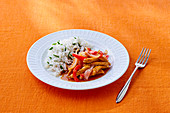 Pepper chicken with rice