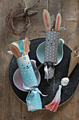 Handmade Easter crackers with bunny ears