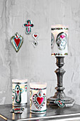 Handmade votive gifts decorated with silver embossed foil