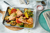 Salmon fillet with oven-roasted vegetables
