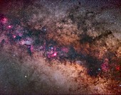 Lagoon nebula and Mars with the Milky Way