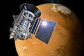 Mars 3 spacecraft entering Mars orbit, illustration