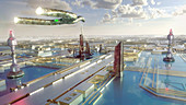 Sci-fi cityscape, illustration