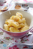 Sweet cottage cheese and potato dumplings