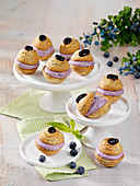 Poppyseed whoopie pies with blueberry cake