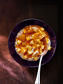 Rice pudding with spicy pineapple compote