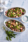Lentils with peas and smoked pork