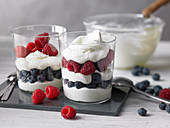 Quark desserts with berries