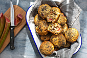 Rhubarb and poppyseed muffins