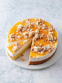 Sea buckthorn and yoghurt cake with crumbles