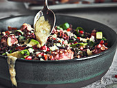 Lentil salad with octopus and a tahini dressing