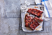 Roasted ribs marinated with coffee