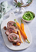 Lamb roulade and pea puree with mint