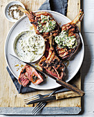 Barbecued rib eye cutlets with nori butter