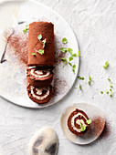 Chocolate chip and peppermint Swiss roll