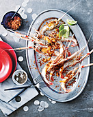 Scampi with brown butter, chilli and coconut