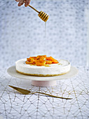 Yogurt cheesecake with honey-roasted apricots
