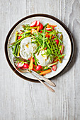 Burrata with sweet and sour spring vegetable