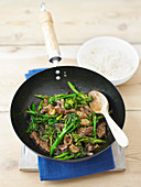 Beef stir-fry with broccoli and oyster sauce