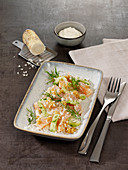 Trout ceviche with shallots, mustard seeds and horseradish
