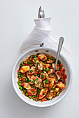Monk fish stew with herb peas