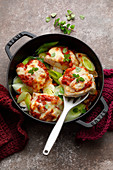 Pollack 'Caprese' with gratinated with mozzarella and tomatoes