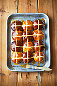 Chocolate checkerboard hot cross buns for Easter