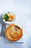 Chicken and leek filo pie