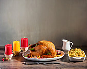 Roast turkey with orange glaze and side dish