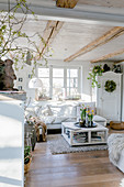 Sunny and cosy living room in country-house style