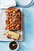 Apple and walnut loaf with butterscotch sauce