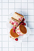 Vegan raspberry almond ice-cream sandwich