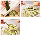 Cucumber salad with ginger being made