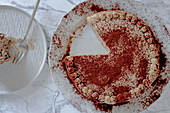 Pancake cake with mascarpone coffee cream