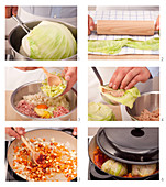 Braised cabbage being made
