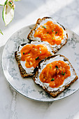 Whole grain bread with apricot jam